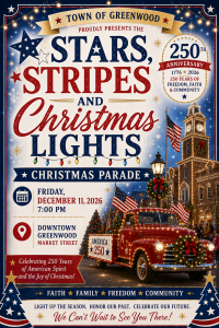 Town of Greenwood Christmas Parade, Stars, Stripes and Christmas Lights